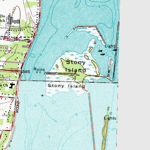 Topographic Map of Stony Island, MI