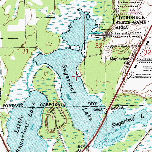 Topographic Map of Sugarloaf Lake, MI