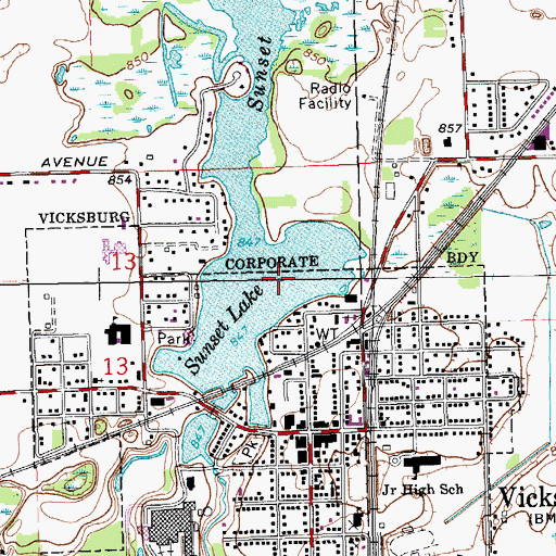 Topographic Map of Sunset Lake, MI