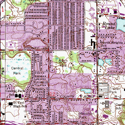 Topographic Map of Acorn Park, MN