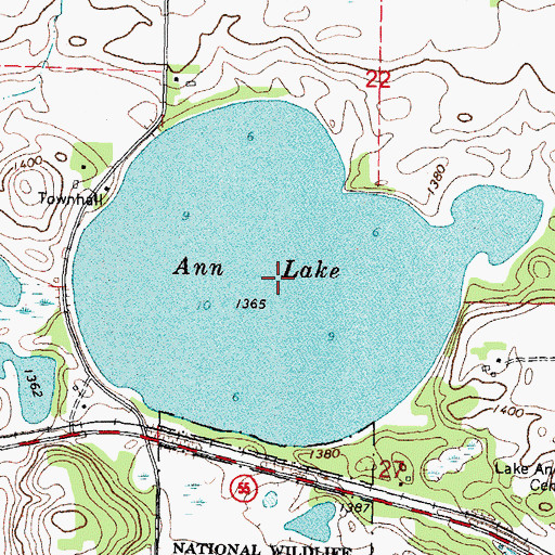 Topographic Map of Ann Lake, MN