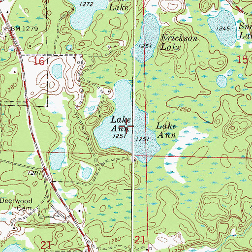 Topographic Map of Lake Ann, MN