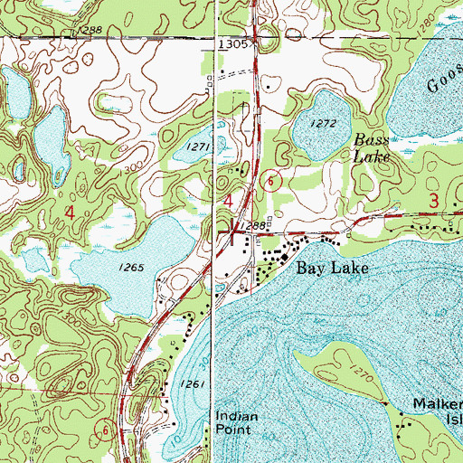 Topographic Map of Bay Lake, MN
