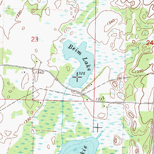 Topographic Map of Beim Lake, MN