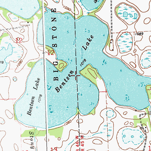 Topographic Map of Bentsen Lake, MN