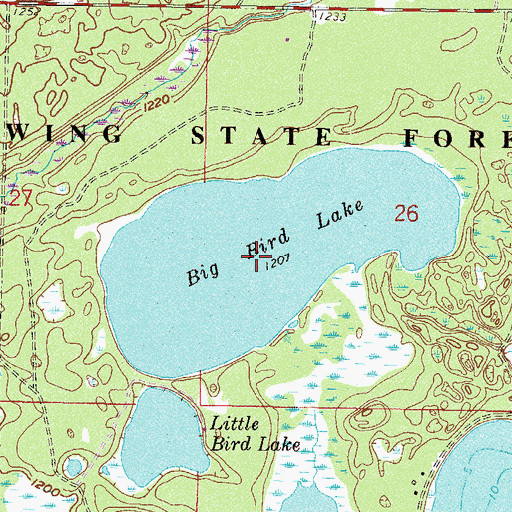 Topographic Map of Big Bird Lake, MN