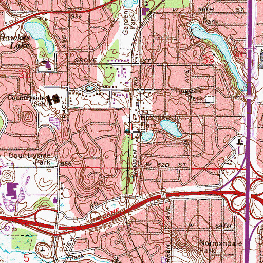 Topographic Map of Birchcrest Park, MN