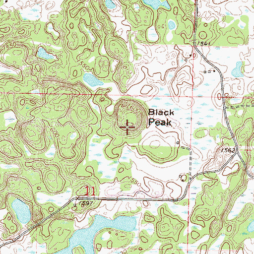 Topographic Map of Black Peak, MN