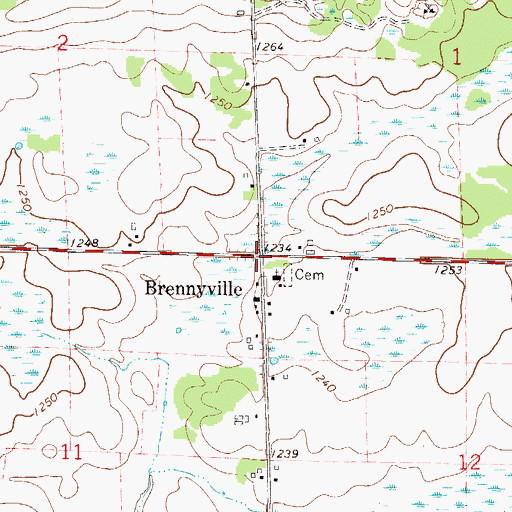 Topographic Map of Brennyville, MN