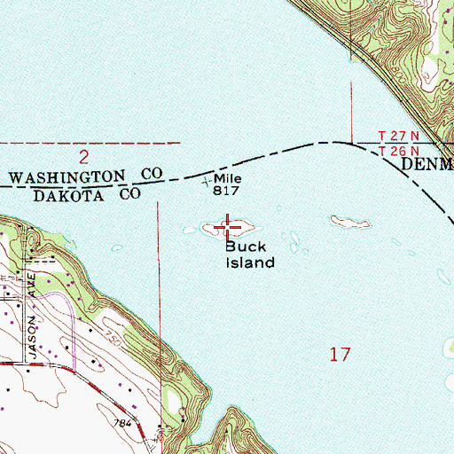 Topographic Map of Buck Island, MN