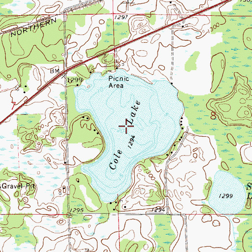 Topographic Map of Cole Lake, MN