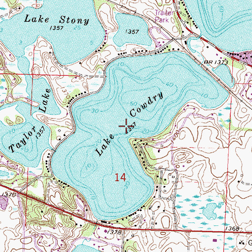 Topographic Map of Lake Cowdrey, MN
