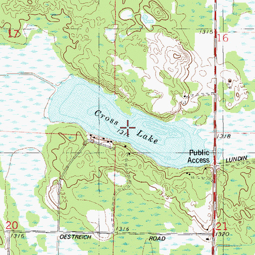 Topographic Map of Cross Lake, MN