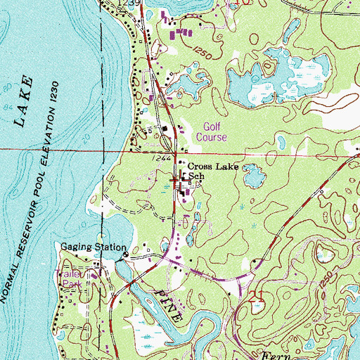Topographic Map of Cross Lake School, MN
