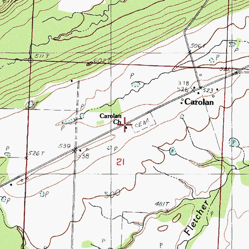 Topographic Map of Carolyn Church, AR