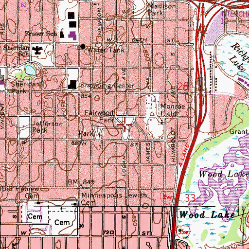 Topographic Map of Fairwood Park, MN