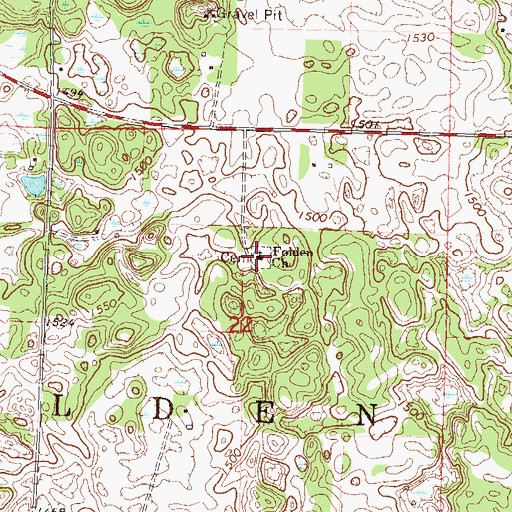 Topographic Map of Folden Church, MN