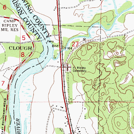 Topographic Map of Fort Ripley Cemetery, MN