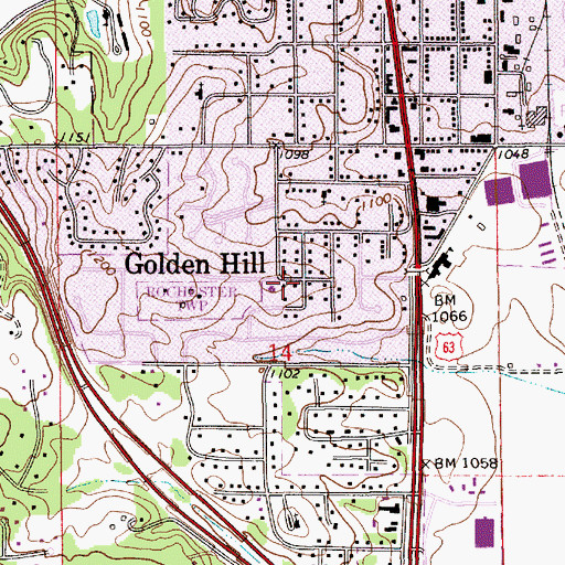 Topographic Map of Golden Hill, MN
