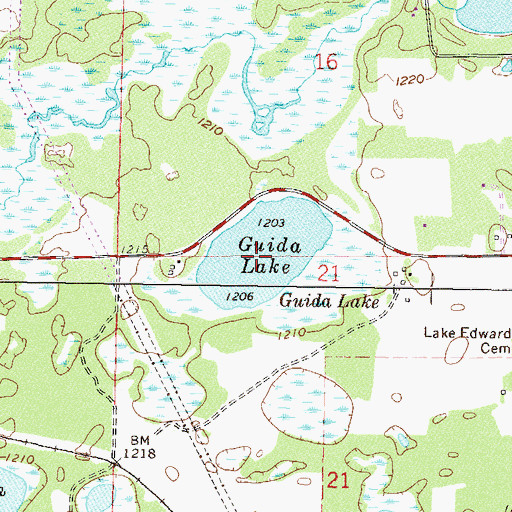 Topographic Map of Guida Lake, MN