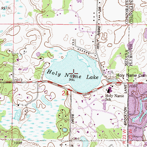 Topographic Map of Holy Name Lake, MN