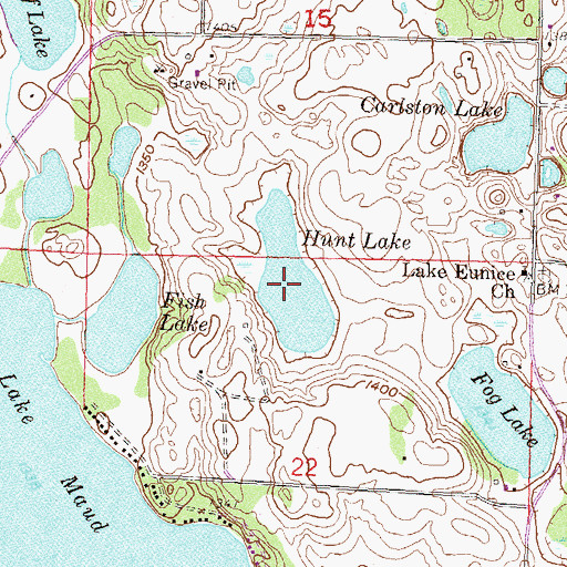 Topographic Map of Hunt Lake, MN
