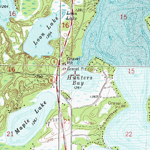 Topographic Map of Hunters Bay, MN