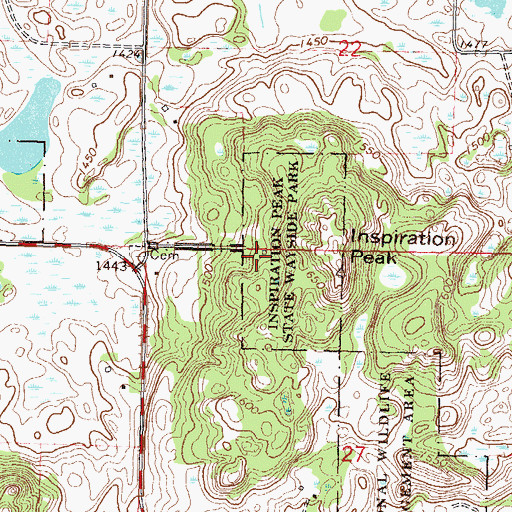 Topographic Map of Inspiration Peak State Wayside Park, MN