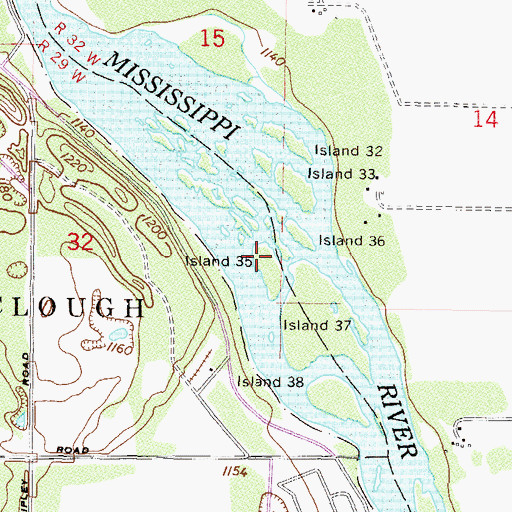 Topographic Map of Island Thirtyfive, MN