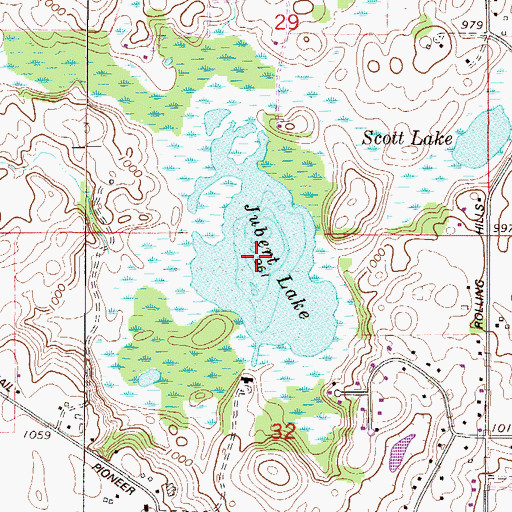 Topographic Map of Jubert Lake, MN