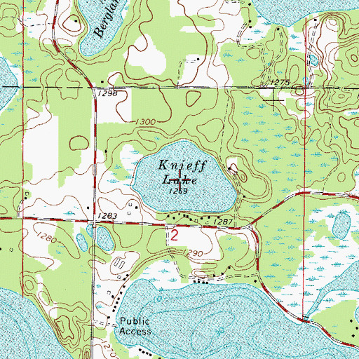 Topographic Map of Knieff Lake, MN