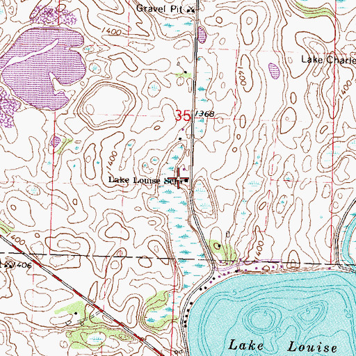 Topographic Map of Lake Louise School, MN