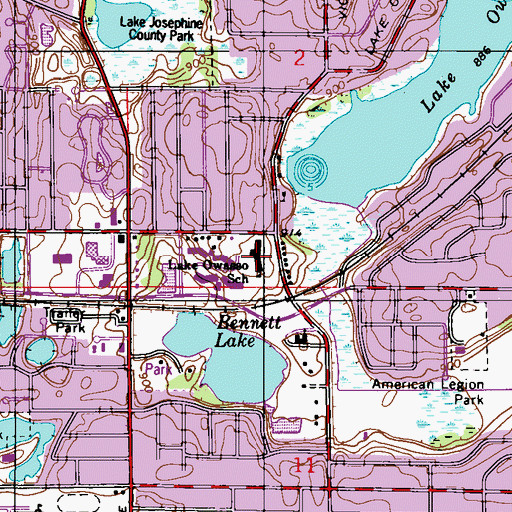 Topographic Map of Lake Owasso School, MN