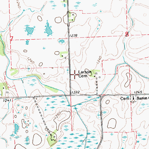 Topographic Map of Larson Cemetery, MN