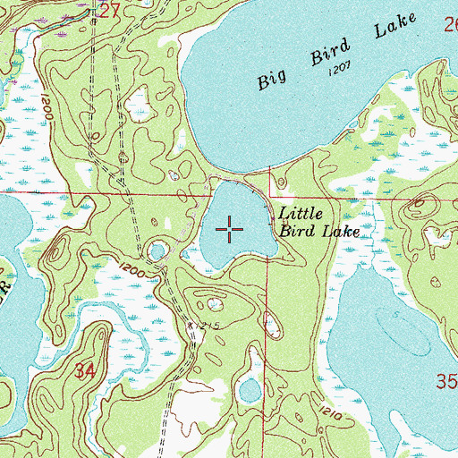 Topographic Map of Little Bird Lake, MN