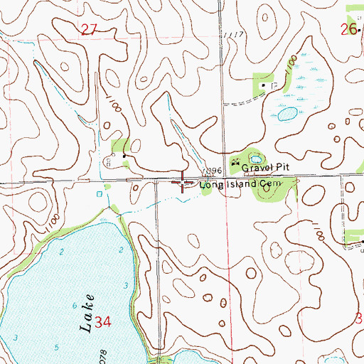 Topographic Map of Long Island Cemetery, MN