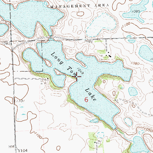 Topographic Map of Long Tom Lake, MN