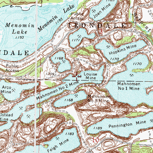 Topographic Map of Louise Mine, MN