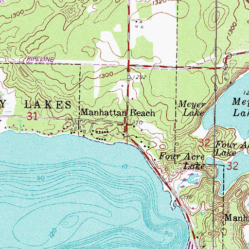 Topographic Map of Manhattan Beach, MN