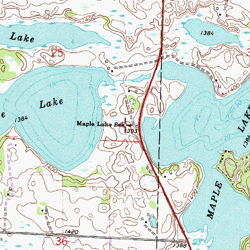 Topographic Map of Maple Lake School, MN