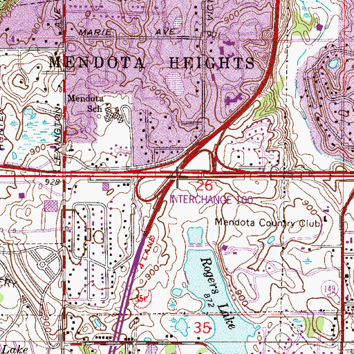 Topographic Map of Mendota Heights, MN