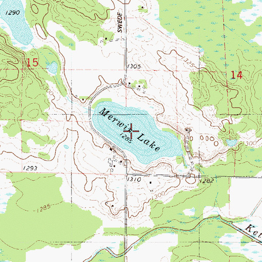 Topographic Map of Merwin Lake, MN