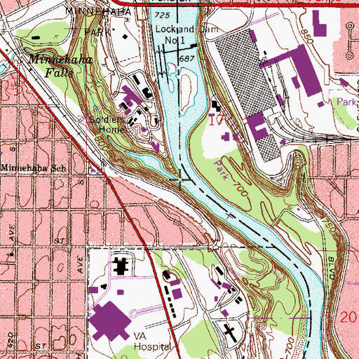 Topographic Map of Minnehaha Creek, MN