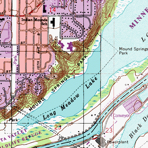 Topographic Map of Mound Springs Park, MN