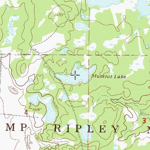 Topographic Map of Muskrat Lake, MN