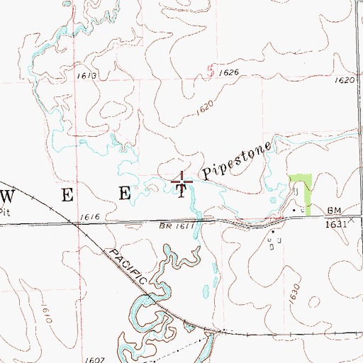 Topographic Map of North Branch Pipestone Creek, MN
