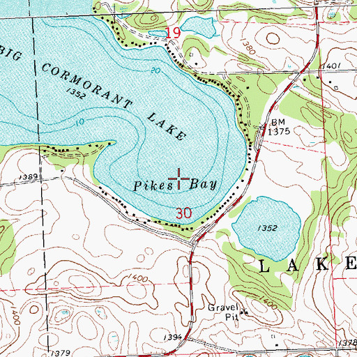 Topographic Map of Pikes Bay, MN