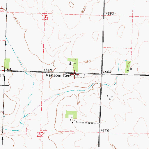 Topographic Map of Ransom Cemetery, MN