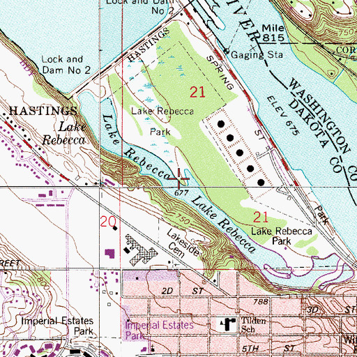 Topographic Map of Lake Rebecca, MN