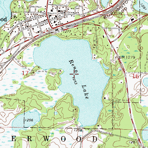Topographic Map of Reno Lake, MN